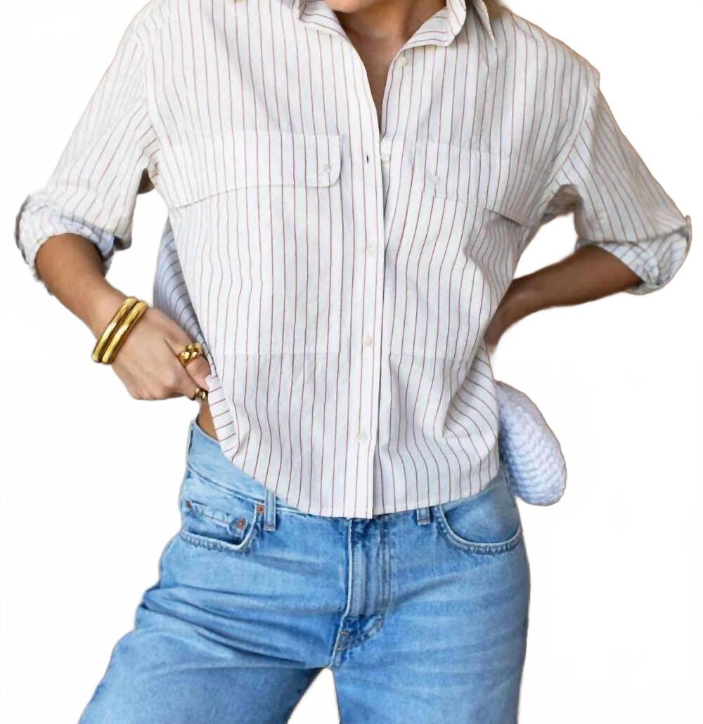 NEW EMERSON FRY oversized pocket shirt in rust stripe